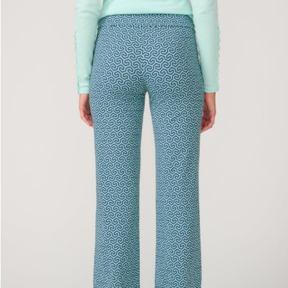 J.Mclaughlin Carmel Pants in Honeycomb Blue Patterned Stretch Flare Size XL - Picture 16 of 16